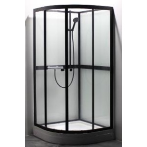 Draco buet sort dusjkabinett - sort matt, 90x90x185